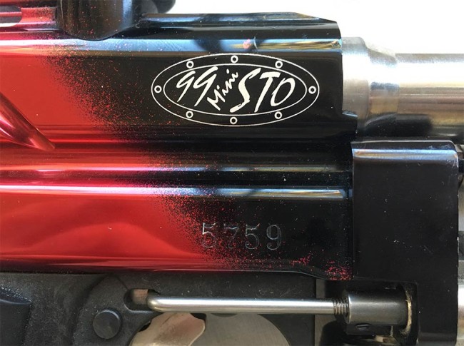 Close up of front block and "99 Mini STO" logo on Minicocker.