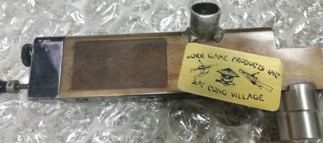 Replacement brass sticker plate, identical to original, created for restoration.