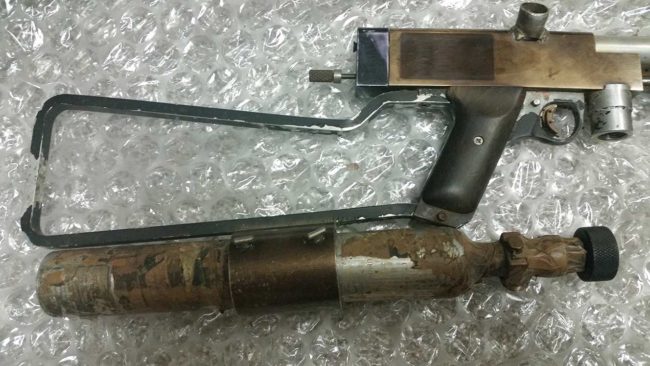 UMB Stock bracket and Thermo tank pre restoration and cleaning.