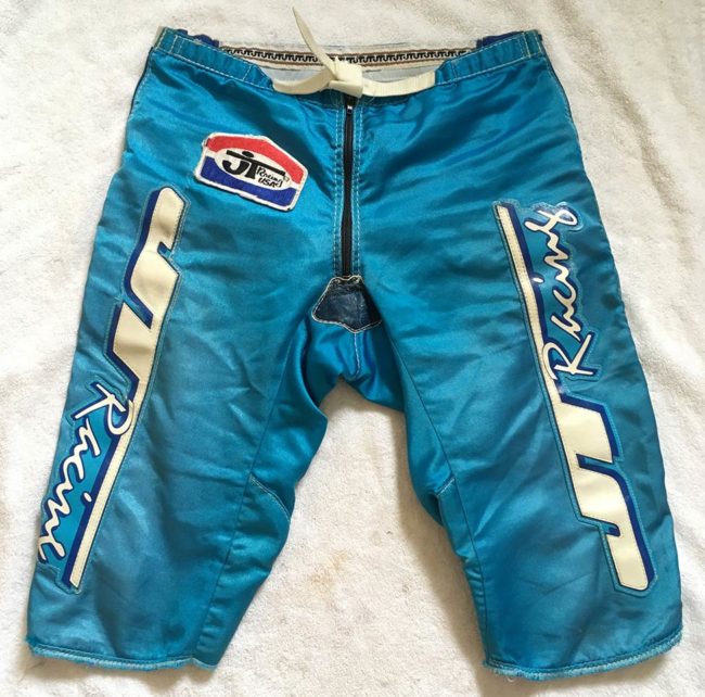 Here is a pair of JT Racing pants that have been cut down into shorts.