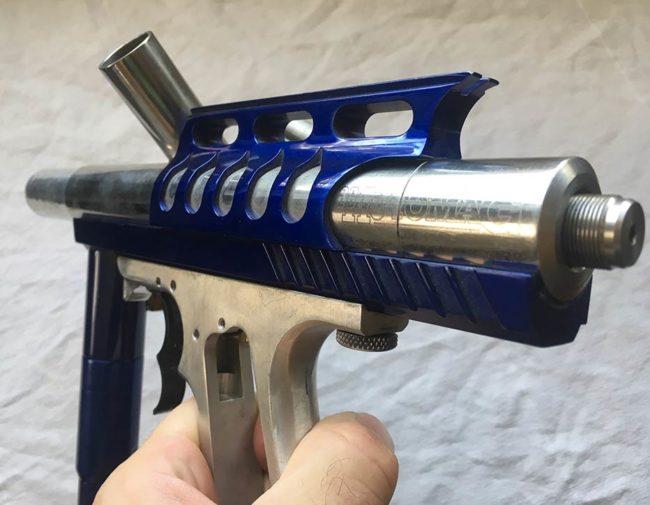 Back end of John Coleman's Carterized Autococker. Scoop added to sight rail.
