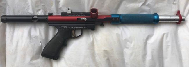 John Coleman's JT USA Line SI Bushmaster with sight rail engraved for the Bushwackers and player John Van Amburg.  Photo courtesy John Coleman.