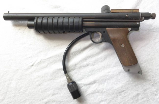 PMI Piranha Long Barrel with Turbo Valve engraving. Left side.