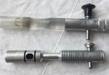 Custom autococker bolts, bottom up view.