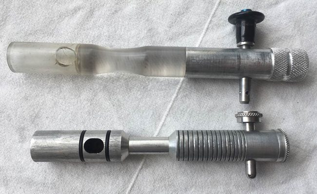 Custom autococker bolts, bottom up view.