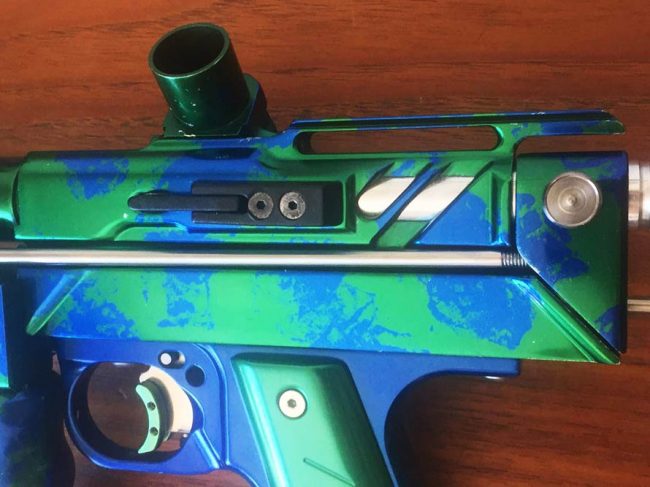 Left side close up showing PTP detent and cuts in upper tube of body.