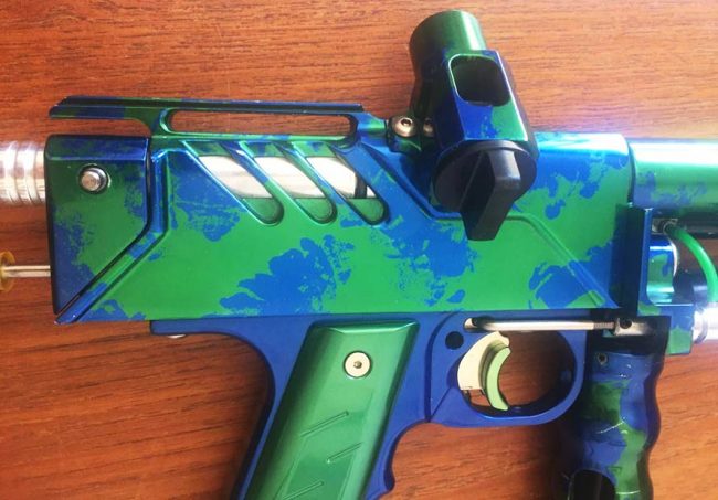 Right side of body with super skeletonized sight and top tube cut throughs.