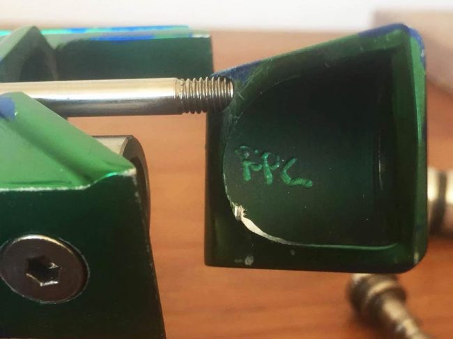 Back block engraved with "FPC" for Florida Paintball Center.