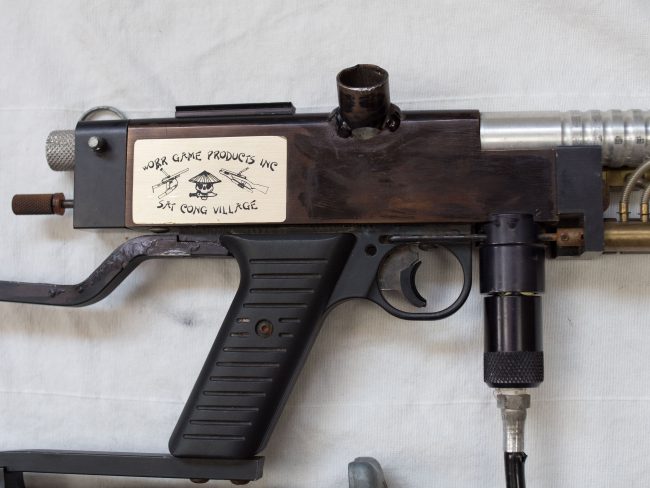 Right side view of Sat Cong Village (SC Village) brass sticker on the side of this Sniper.