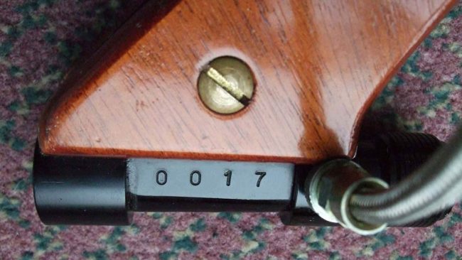 Serial number on Paul Cross' Paintmatic Nemesis. Photo courtesy Paul Cross.