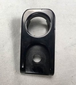 Outer view of P block, recessed at area that pushes cocking rod. Block base thickness is same as standard slanted 9 block.