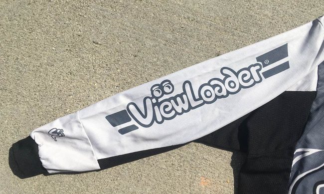 Left side sleeve Viewloader logo.