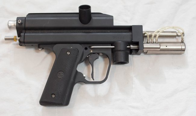 Benchmark / PTP Medusa Frame for the Autococker. Right side assembled view.