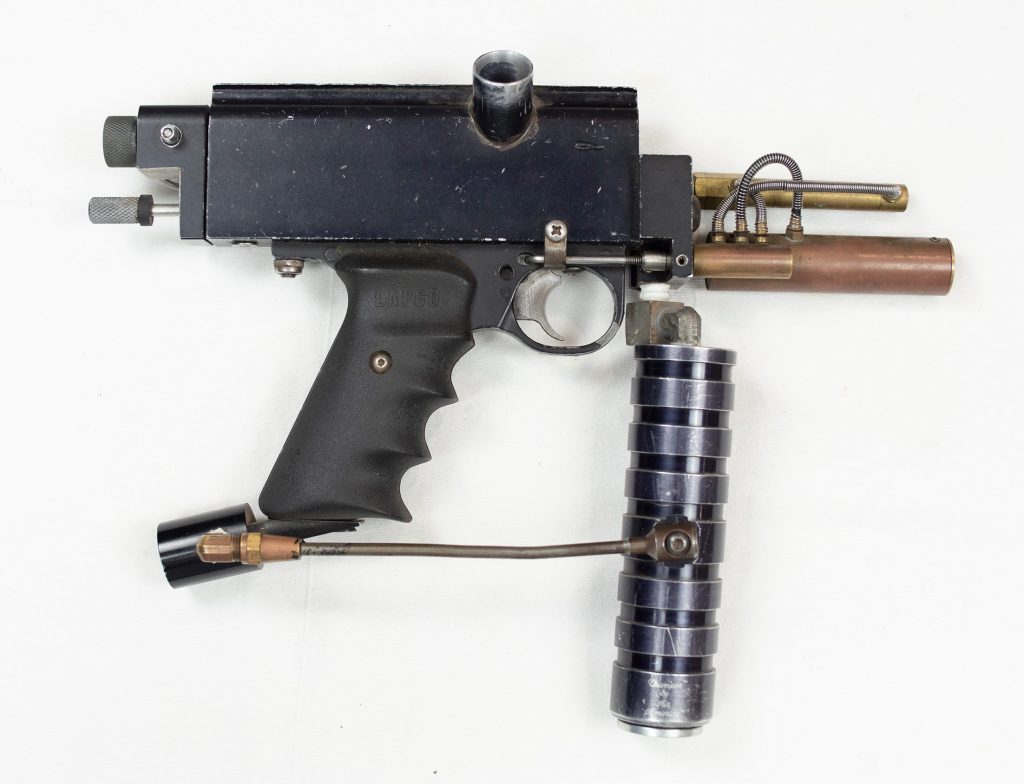 Rick Cendejas' early Autococker. Cendejas did most of the modifications on this marker. Right side.
