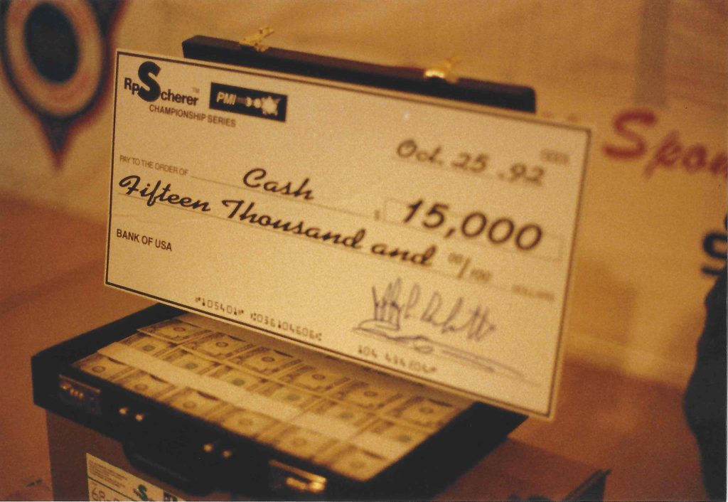 PMI / RPS sponsored 15K cash prize at the 1992 Lively Masters Event Photo courtesy Randy Kamiya.