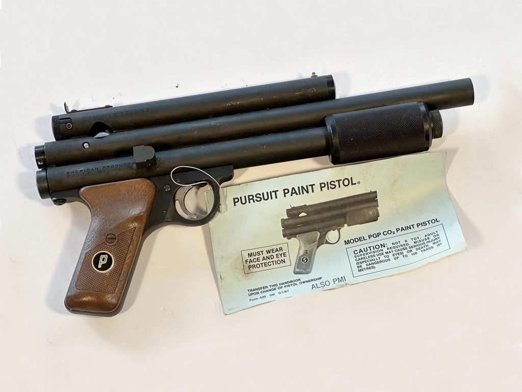 PMI Pursuit Pistol, c.early in new condition with PG manual. Likely 1987. From the collection of Jeff Perlmutter.