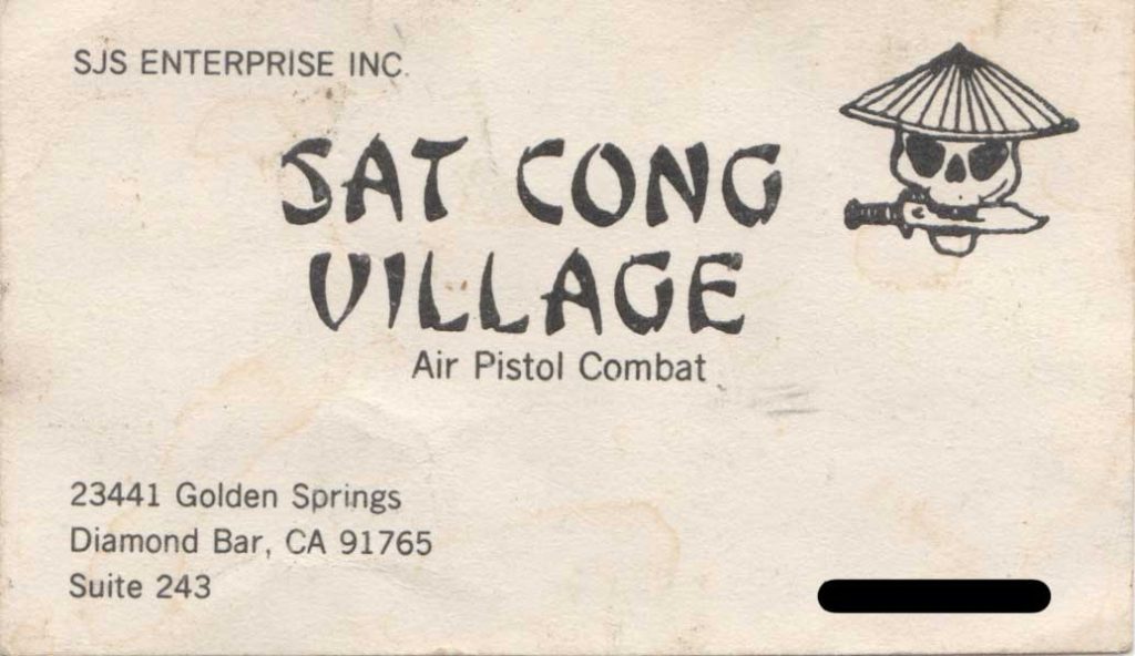SC Village / Sat Cong Village Air Pistol Combat business card from the mid to late 1980s.